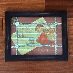Hand Made Design Annie Schickel Framed Wishing You Christmas Cheer Vintage Style